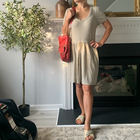 Vertigo Paris Sweater Dress tunic X-LARGE ‎ angora wool blend midi knit oatmeal - Picture 1 of 14